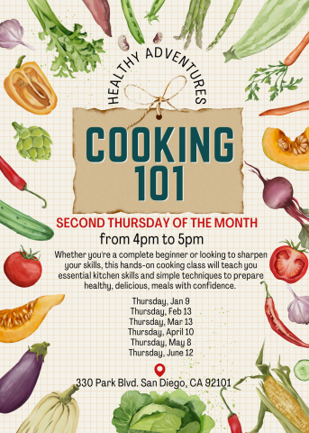 Healthy Adventures Cooking 101 flyer.