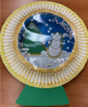 Example of a paper plate snow globe