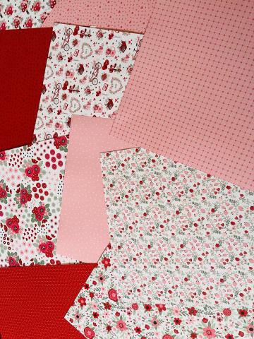 Valentine themed fabric swatches