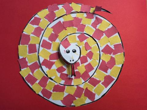 Sample Spiral Snake Mosaic craft for Lunar New Year 