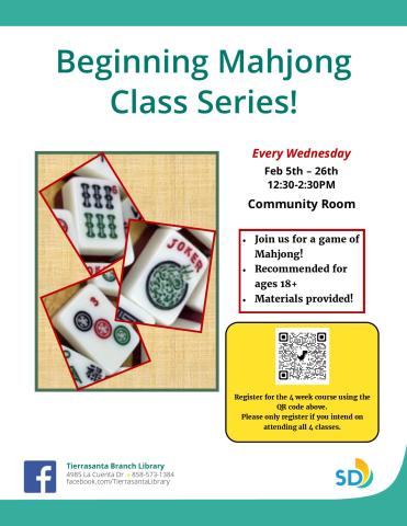 Flyer with the image of three mahjong tiles