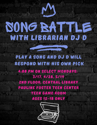 Song Battle with Librarian DJ D flyer.