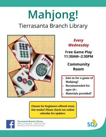 Flyer with the image of three mahjong tiles