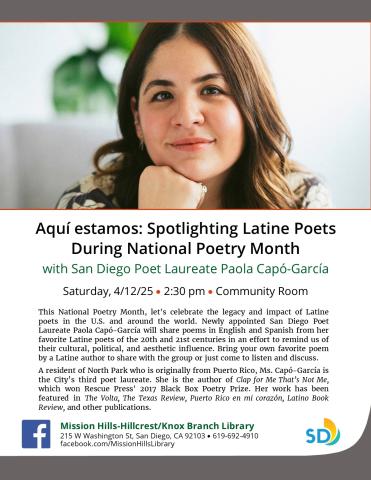 Flyer with event details and photo of Paola Capó-García