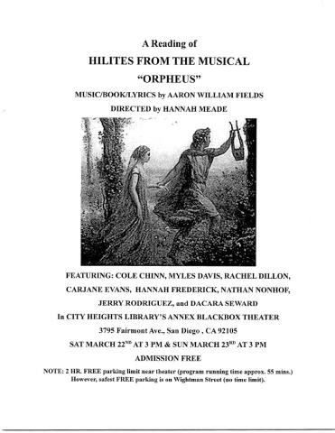 Orpheus Staged Reading