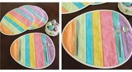 striped placemats in the shape of eggs