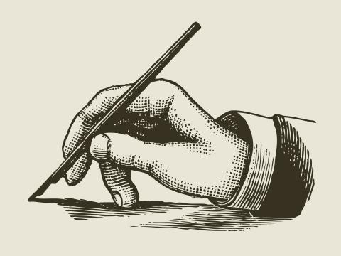 hand holding a pen illustration