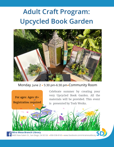 Books open with plants in the center