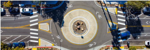 Round-about road bike lane