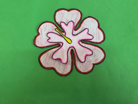 Example of a red and pink hibiscus flower craft 