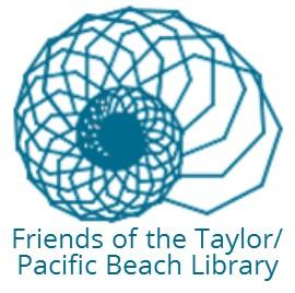 Teal colored nautilus shell with "Friends of the Taylor/Pacific Beach Library"