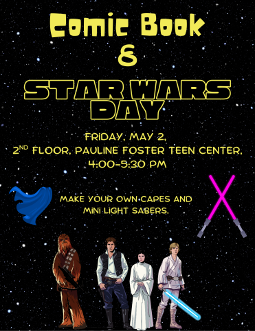 Comic Book and Star Wars Day flyer.