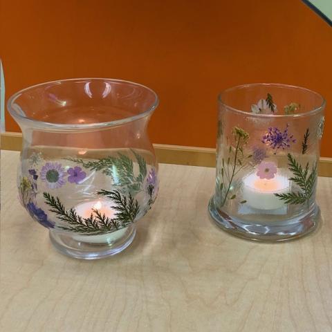 Dried Flowers. Candle Holder.