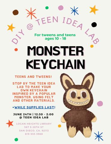 stars, dots, twinkle stars, monster keychain, title and description of craft
