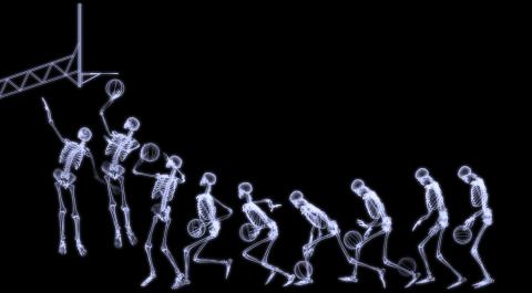 x-ray of person playing basketball