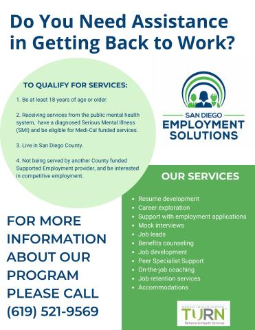 San Diego Employment Solutions Outreach Flyer