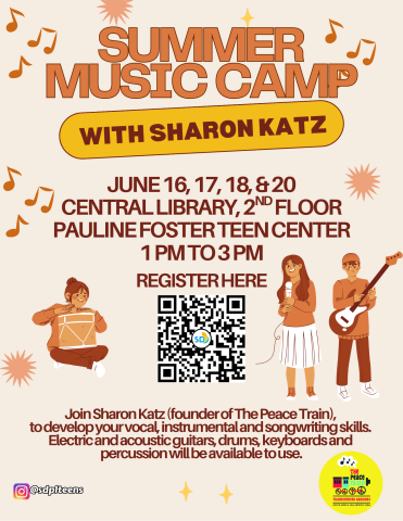 Sharon Katz music camp flyer.