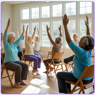 Adults performing a yoga pose