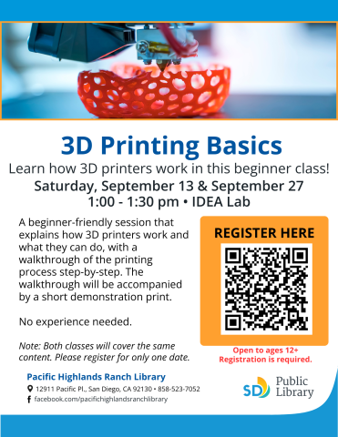 3D Printing Basics September Flyer