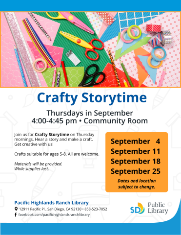 Crafty storytime september flyer