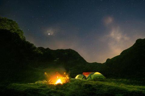 Camping, stars and mountains.