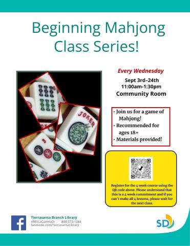 Flyer with the image of three mahjong tiles