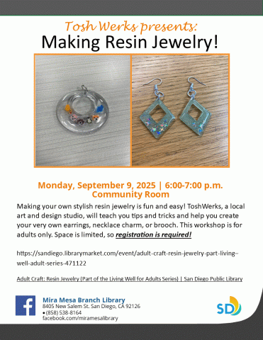 Promotional with images of clear, colorful earrings and pendant