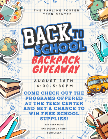 Back to School Backpack Giveaway flyer.