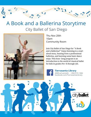 photo of a lady reading a book while a ballerina twirls behind her