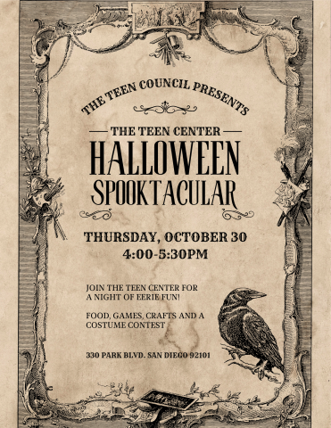 Teen Center Halloween Spooktacular flyer.