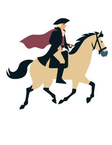 Man riding a horse dressed in colonial clothes