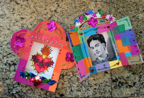 Two colorful paper Nicho boxes