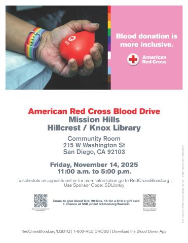 Flyer with event information and hand squeezing a Red Cross squeeze device