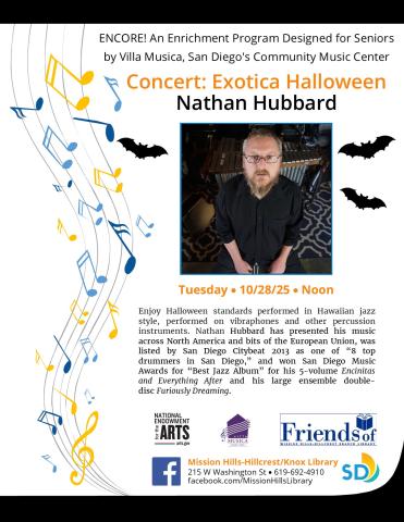 Flyer with event details, photo of Nathan Hubbard, and flying bats