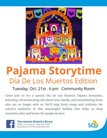 Cartoon ofrenda with colorful papel, marigolds and sugar skulls