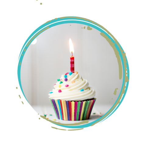 Colorful cupcake with one candle
