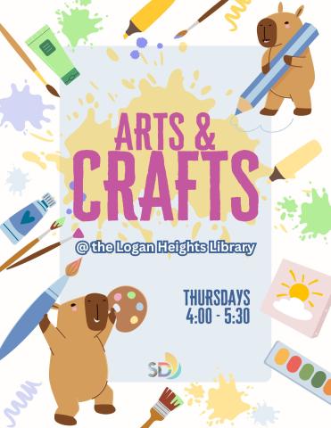 Paint splatter, paint brushes, paint tubes, Capybara holding paint brush