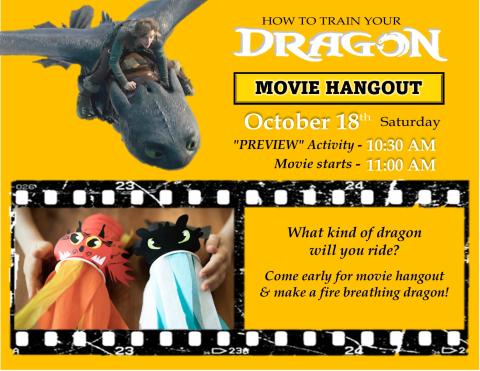 How to train your Dragon Movie hangout flyer with dragon craft activity 