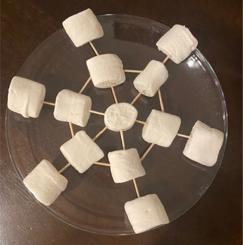 Example of a marshmallow snowflake