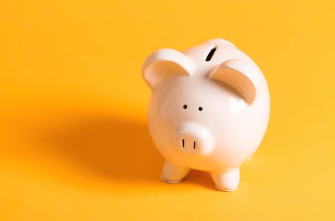 Image of a piggy bank against a yellow background