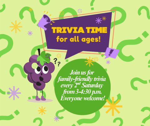 picture of a flag with question marks saying Trivia Time for All Ages