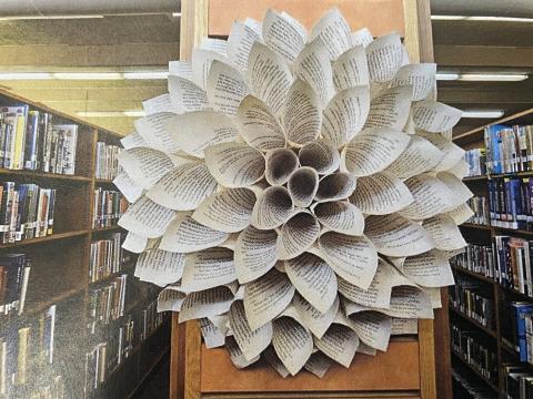 wreath book sculpture