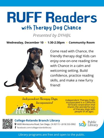 RUFF Readers with Therapy Dog Chance Flyer