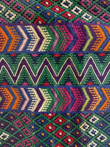 close up photo of colorful geometric textile pattern