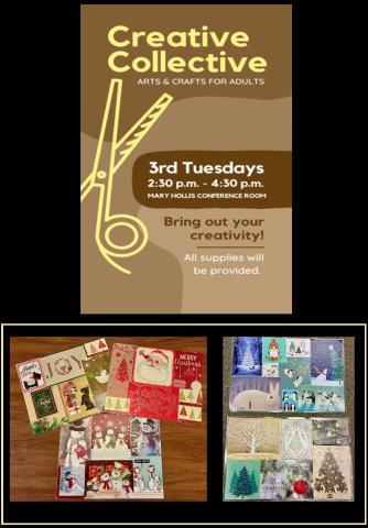 Creative Collective: Adult Art Program Flyer and placemat samples