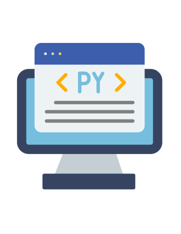graphic showing a computer with <PY> on the screen