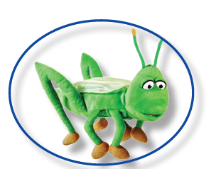 Cute green stuffed animal insect that is smiling