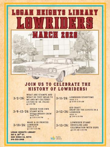 List of six library programs related to lowrider stamp dedication ceremoney