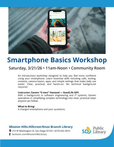 Flyer with event details and photo of smartphone