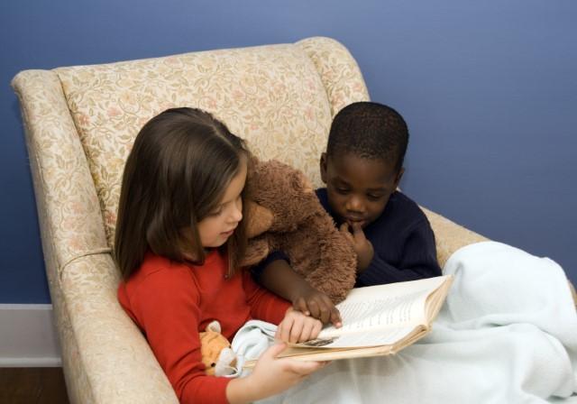 Two children reading